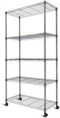 Whitmor 5-Tier Heavy Duty Shelving Unit, Metal Adjustable Storage Shelves, 1000 lbs Capacity for Pantry, Kitchen, Closet, Laundry, 29.6" L x 13.7" W x 59.4" H, Black by Whitmor