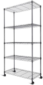 Whitmor 5-Tier Heavy Duty Shelving Unit, Metal Adjustable Storage Shelves, 1000 lbs Capacity for Pantry, Kitchen, Closet, Laundry, 29.6" L x 13.7" W x 59.4" H, Black by Whitmor