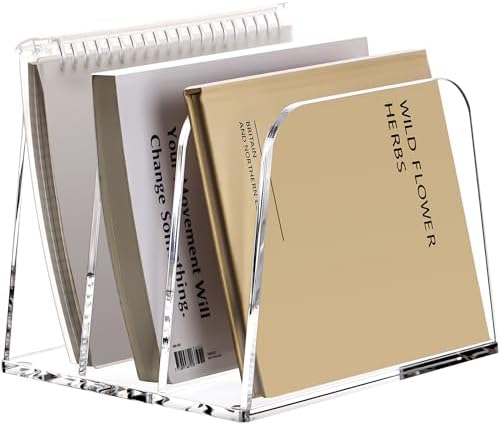YUXUN Desk File Organizer,3-Section Vertical Clear Acrylic Desk Organizer File Holder Mail Sorter Office Organization for Office Home &Classroom（B5） by AcrylicBusinessCardHold