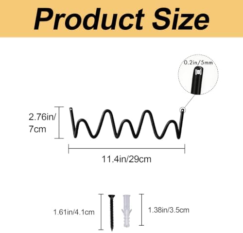 RRG Wavy Wall Mount Coat Rack,11.4 Inch Black Heavy Duty Wave Hook Strip - Image 3