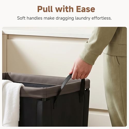 StorageWorks Laundry Hamper with Wheels, 310L Large Black Basket Cart - Image 6