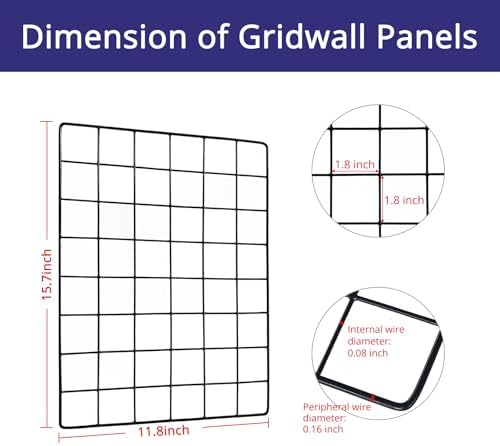 WELLCO 8 Pack Grid Wall Panels 15.7"x 11.8" Gridwall for Any Retail Display, Portable and Assembled Wall Grid with Extra Joining Clips and Hooks, Black - Image 3