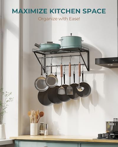 OROPY 23" Pot Rack Wall Mounted, Pot Organizer with 2 Tier Hanging Rails - Image 2