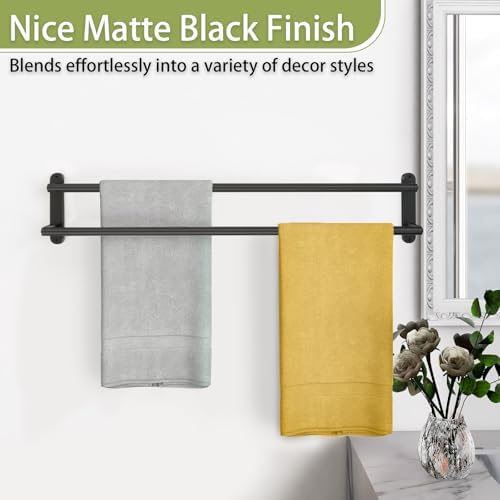 Double Towel Bar 32 Inch, Towel Racks for Bathroom, Wall Mount Bathroom Towel Holder, Stainless Steel Bathroom Towel Rack, Towel Rod Double Towel Hanger(Matte Black) - Image 6
