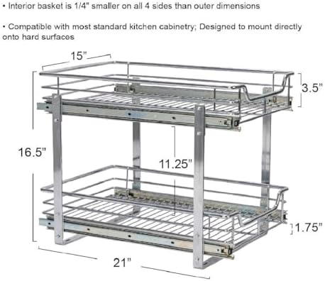 Household Essentials Chrome-Plated Steel Dual-Tier Slide-Out Organizer - Image 4