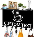 Dyoart Custom Coffee Bar Key Holder Wall Mount with Shelf, Home Decor Gifts by Dyoart