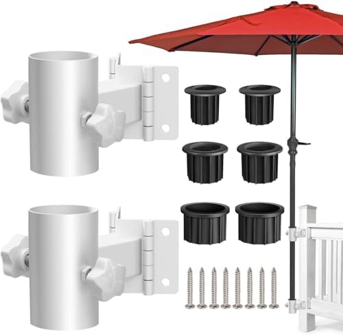 Stainless Steel Umbrella Deck Mount, Heavy Duty Patio Umbrella Holder, (Fits Umbrellas up to 2"), Patio Umbrella Base,(1 Set, White) by Walrkaur