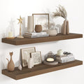 Fun Memories 40" W x 9.3" D Floating Shelves for Wall, Deep Long Floating Shelf for Home Bathroom, Bedroom, Living Room, Rustic Wood Wall Mounted Shelves for Books Decor, Walnut by FunMemories