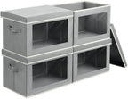 Homsorout Storage Bins with Lids, 4 Pack Large Storage Cubes with Window, Closet Bins with Lids & Handles, Fabric Box for Organizing Clothes, Towels, Books, Grey by Homsorout