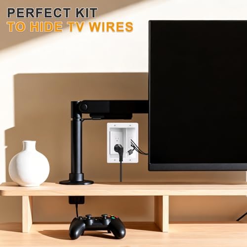Recessed TV Outlet for in Wall Management Kit Set Box-Two-Hole Socket,TV Wall Kit Hider Box Fits All Plugs - Image 7