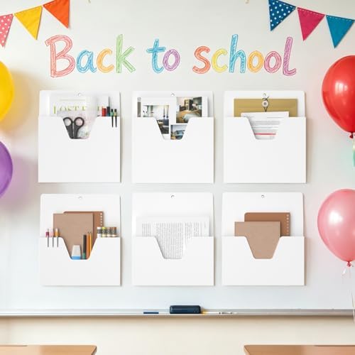 MFTEK Magnetic File Holder 6 Pockets Paper Holder, Hanging File Organizer Office Supplies Storage for Cabinets, Whiteboard, Magnetic Mail Letter Folder for Refrigerator (Classic White) - Image 7