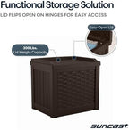 Suncast Outdoor Deck Box - 22 Gallon Java Resin Outdoor Storage Box, Weatherproof Patio Storage Bin Container for Seating & Organizing Cushions, Tools & Towels for Pool, Yard, & Garden - Image 6
