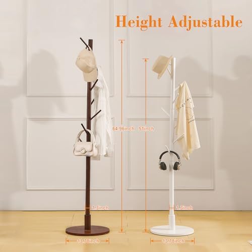 VECELO Coat Rack Freestanding, Entryway Hanger Stand, Umbrella Holder, Hall Tree With Hooks, Floor Standing Tree Stand,Walnut - Image 3