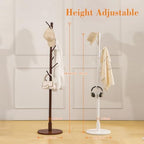 VECELO Coat Rack Freestanding, Entryway Hanger Stand, Umbrella Holder, Hall Tree With Hooks, Floor Standing Tree Stand,Walnut - Image 3
