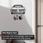 MOOH Car Key Holder for Wall - Metal Automotive Key Holder with 6 Hooks - Unique Car Gift for Men, Women, Car Lovers & Enthusiasts - Cool Man Cave Decor (Pontiac GTO 1969, Black) - Image 4