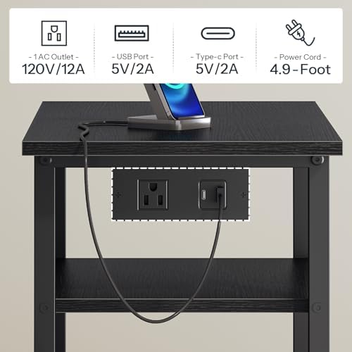 HOOBRO Printer Stand with Hanging File Drawer, Rolling Printer Cart on Wheels, Mobile Filing Cabinet Storage Shelf, Home Office Desk Side Organizer, Black BB17UPS01 - Image 5