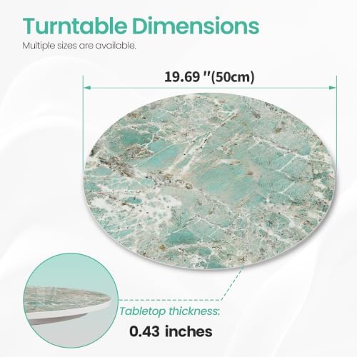 ZL ZELing 19.7" Lazy Susan Turntable – 360° Sinteredstone Silent Anti-Slip Turntable, Table Top Centerpiece for Kitchen, Pantry, Spice Rack, Refrigerator & Dining Table, Green - Image 2