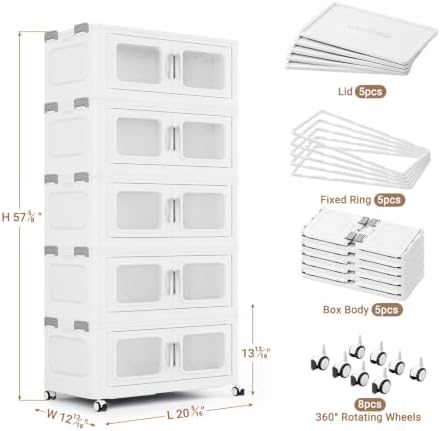 BROVIEW 300 Qt Extra Large Stackable Storage Bin with Lids, 5 Pack White - Image 2