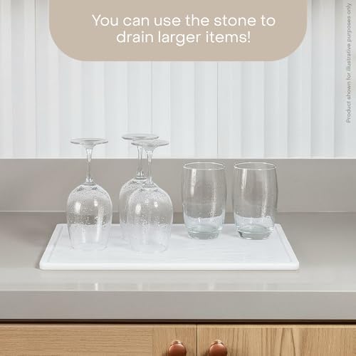 Lyor Dish Drying Rack with Diatomite Stone Absorbent Mat, Absorbent Drying Tray for Countertop, Dish Drainer, Space-Saving, 14.5 x 6.5 x 1.6 in, Beige - Image 6