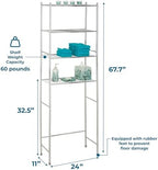 Honey-Can-Do 4-Tier Over-The-Toilet Storage Shelf - Space-Saving Steel Bathroom Restroom Organizer with Neutral Chrome Finish, Ideal for Towels, Toiletries, & Essentials - 24"W x 68"H x 11"D - Image 3