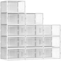 12 Pack Large Shoe Organizer Storage Boxes for Closet, Modular Space Saving Shoe Boxes Clear Plastic Stackable Sneaker Containers Display Case with Lid, Pearl White by Unknown