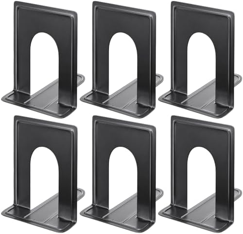 MaxGear 8.5 in Extra Large Heavy Duty Book Ends, Black Metal Bookends by MaxGear