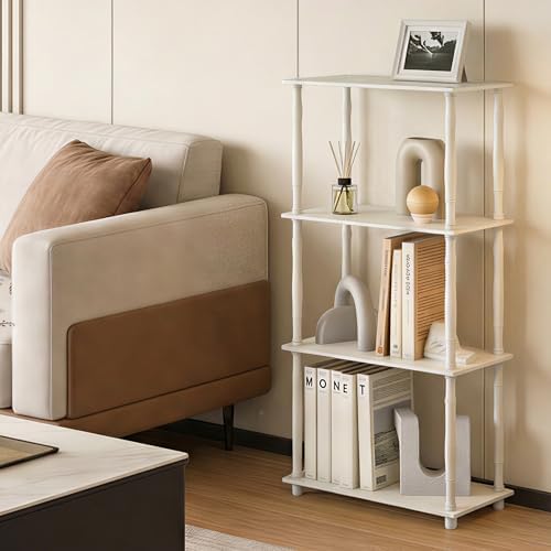 Furinno Turn-N-Tube Storage Shelves, 4-Tier Open Frame Book Shelf, Standing Corner Shelf, Toolless Open Shelves, Classic Tubes, for Organization and Storage, Living Room, Home Office, White - Image 2