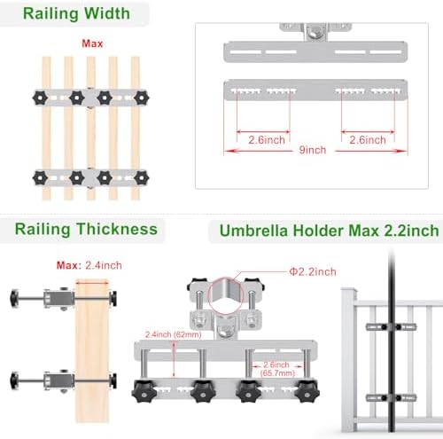 Deck Railing Umbrella Holder for 1-2" Patio Umbrella Poles - Image 3