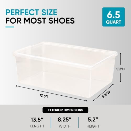 Superio Shoe Box Modern Storage Container 2 Pack - 6.5 Quart/6 Liter, Stackable Plastic Shoe Box Organizer (13.5" L x 8.35" W x 5.2" H) - Image 2