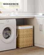 SONGMICS Laundry Hamper with Lid, 29 Gal (110 L) Synthetic Rattan,Foldable - Image 2