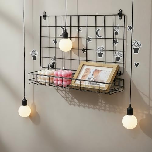 4 Pcs 15.75 x 3.94 x 1.97 Inch Black Metal Grid Wall Hanging Basket, Wire Storage Organizer Baskets with Hooks for Kitchen, Bathroom, Home Decor - Image 4