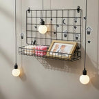 4 Pcs 15.75 x 3.94 x 1.97 Inch Black Metal Grid Wall Hanging Basket, Wire Storage Organizer Baskets with Hooks for Kitchen, Bathroom, Home Decor - Image 4