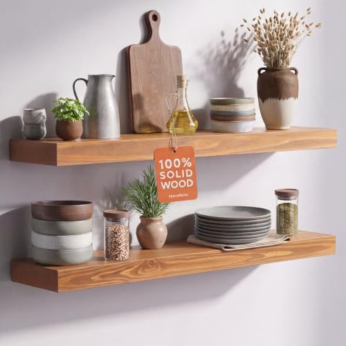Homeforia 30 Inch Floating Shelves, High-End Solid Pine Wood, Set of 2 by Homeforia