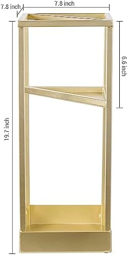 MyGift 20 Inch Brass Tone Metal Umbrella Stand with Drip Tray - Image 5