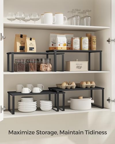 SONGMICS Cabinet Organizer Shelf, Set of 4 Spice Rack, Kitchen Storage - Image 3
