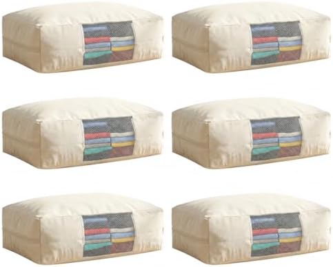 6 Pcs Cotton Canvas Sweater Storage Bag, 20"x14"x5" Closet Organizer Bag by Unknown