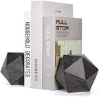 Ambipolar Geometric Decorative Ball Shaped Bookends, Modern Cast Iron Black Bookends for Office Desk, Book Shelf, Room Decor, Home Office, Book Stand or Organizer, Set of 2. Antique Black by Ambipolar