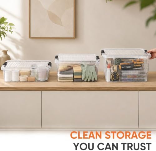 Superio 7.4 Quart Clear Plastic Storage Bin with Lid, Stackable Organizer Box, BPA-Free Storage Container for Home, Garage, School & Office, 4 Pack - Image 6