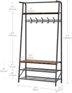 31.5" Coat Rack Hall Tree Shoe Bench with Hooks, 4 in 1 Shelf Entryway Hall Tree with Storage, Freestanding Metal Frame Multifunctional Hallway Organizer, Wood Look Accent Furniture for Bathroom - Image 2