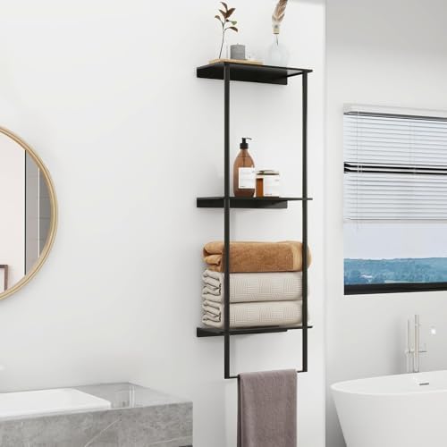 Bethom Towel Racks for Bathroom, 3Tier Towel Storage Organizer, Matte Black - Image 3