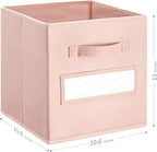 Fabric storage cubes (Set of 8) 11 Inch Cube Storage Bin, Cube storage with 8 Labels Window Cards & a Pen, Foldable cube organizer bins,11x11 Storage bin, Cubby Organizer Boxes, Pink - Image 3
