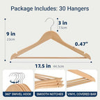 Amber Home 60 Pack Wooden Coat Hangers, Wood Suit Hangers, Natural - Image 2