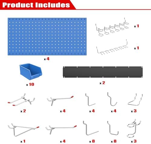 Ultrawall Pegboard Wall Organizer, Blue Metal Peg board Panels - Image 4