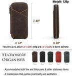 Top Grain Genuine Leather 4 Fountain Pen/Pencil Case Pouch, Handmade Minimalist Design, Zipper Closure with Multi-Function & Slots, Gift Choice for Man/Woman/Office, Matte Grey, 4 Slots - Image 4