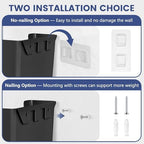 JOMOLA No Drilling File Holder 3 Pack Mail Organizer Wall Mount File Organizer Holder Office Wall Hanging Files Magazines Organizer Plastic Door Mount Wall Pocket with Adhesive Pad, Black Color - Image 3