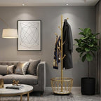 Gold Moveable Tree Metal Coat Rack with Basket Freestanding 65" - Image 3