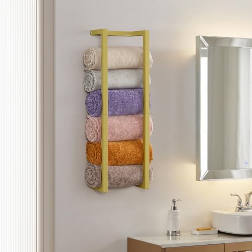 Towel Rack for Rolled Towels, Towel Rack for Bathroom,Wall Mounted Metal Bathroom Organizer, Bath Towel Holder Wall for Modern Small Space Bathroom Towel Storage - Image 3