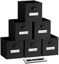 Storage Bins,11 Inch Cube Storage Bin with Labels,6pcs,Black by Anyoneer