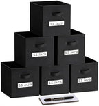 Storage Bins,11 Inch Cube Storage Bin with Labels,6pcs,Black by Anyoneer