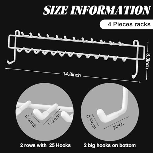 Gisafai 4 Pcs Tie Rack Organizer Wall Mounted, Belt Holder Rack - Image 3